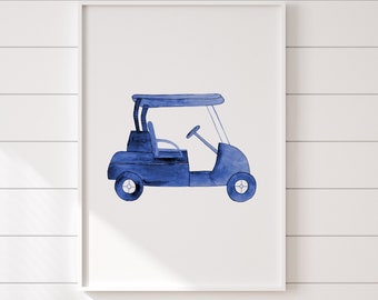 Personalized Golf Print, Watercolor Nursery Golf Cart Wall Art, Golf Cart Print, Golf Course Watercolor Paintings, Golf Art, Golf Gift