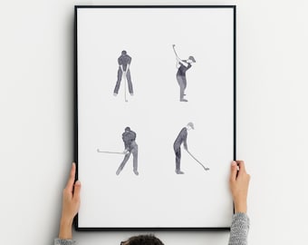 Watercolor Golf Club Wall Art, Golf Theme Customize Text Golf Club Print, Christmas Golf Painting, Golf Art, Golf Gift, Fathers Day gift