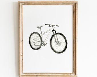 Watercolor Mountain Bike Art Print, Mountain bike print, Bicycle Wall Art, Kids Room Decor, Nursery Decor, Boyfriend gift