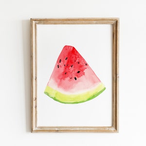 Watercolor Watermelon print, Watermelon Print, Fruit Art Print, Kitchen Wall Art, Kitchen Decor, Watercolor Food Print, Watermelon Decor image 1