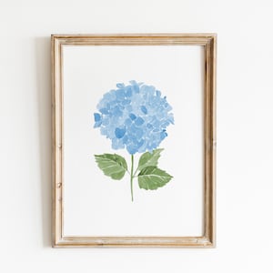 Watercolor Blue Hydrangea Print, Hydrangea Floral Watercolor Print, Blue Hydrangea Print, Watercolor Hydrangea Wall Art, Hydrangea Painting