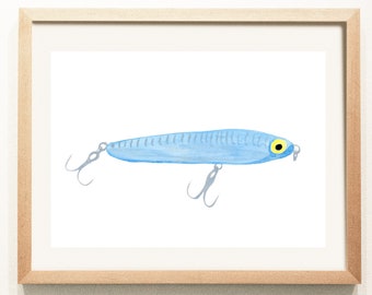 Fishing Lure Print, Fishing Art, Watercolor Fishing Lure, Fishing Lure art, Fish Decor, Fishing Art Print, Fish Prints