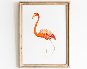 Watercolor Flamingo Print, animal prints,Flamingo Art Print, Flamingo Wall Art, Bird Animal Wall Art, Flamingo Home Decor, Animal Print