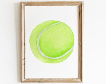 Watercolor Tennis print, Tennis Ball art, Tennis art, Tennis gift, Sport art prints, Sports Nursery Art, Sports Decor