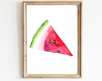 Watercolor Watermelon print , Watermelon Print, Fruit Art Print Kitchen Wall Art Kitchen Decor Watercolor Food Print, Kitchen Wall Art