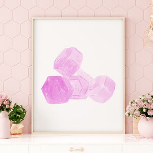 Watercolor Pink Fitness Dumbbells Art print, Fitness poster, Gym Lover Gift, Gym Wall Art, Sports Decor, Gym Decor, Fitness Wall Art