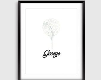 Watercolor Personalized Golf Poster, golf ball print, Golf Watercolor Paintings, Golf Paintings print, golf art, golf gifts for men