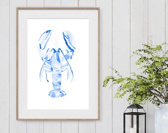 Watercolor Blue Lobster Art Print, Beach house wall decor, Lake house wall decor, Coastal decor, Lobster Art Print, Lobster Lover Gift