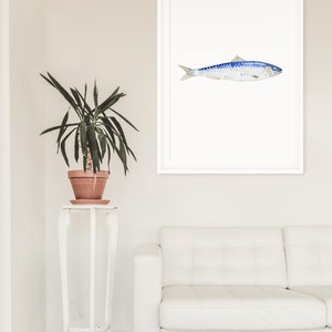 Sardine Fish watercolor art print, Sardine Art Print, Lake house Decor, Beach house decor, Fish Decor, Coastal Wall art image 6