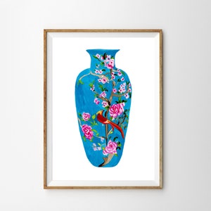 Blue Ginger Jar Painting Print Chinoiserie Porcelain Vase - Etsy