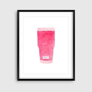 Custom Watercolor tumbler art print, Personalize and add your initials or name, Perfect home or office decor, Great gift for tumbler lovers