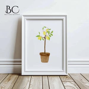 Watercolor Lemon Tree Print, Citrus Tree Painting, Lemon Tree Print, Citrus Lover Art, Kitchen Wall Art, Home Decor Wall Art, Lemon Lover
