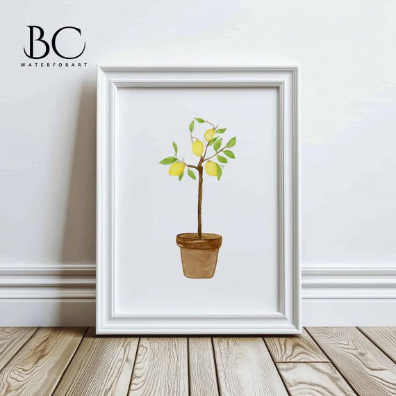 Watercolor Lemon Tree Print, Citrus Tree Painting, Lemon Tree Print, Citrus Lover Art, Kitchen Wall Art, Home Decor Wall Art, Lemon Lover