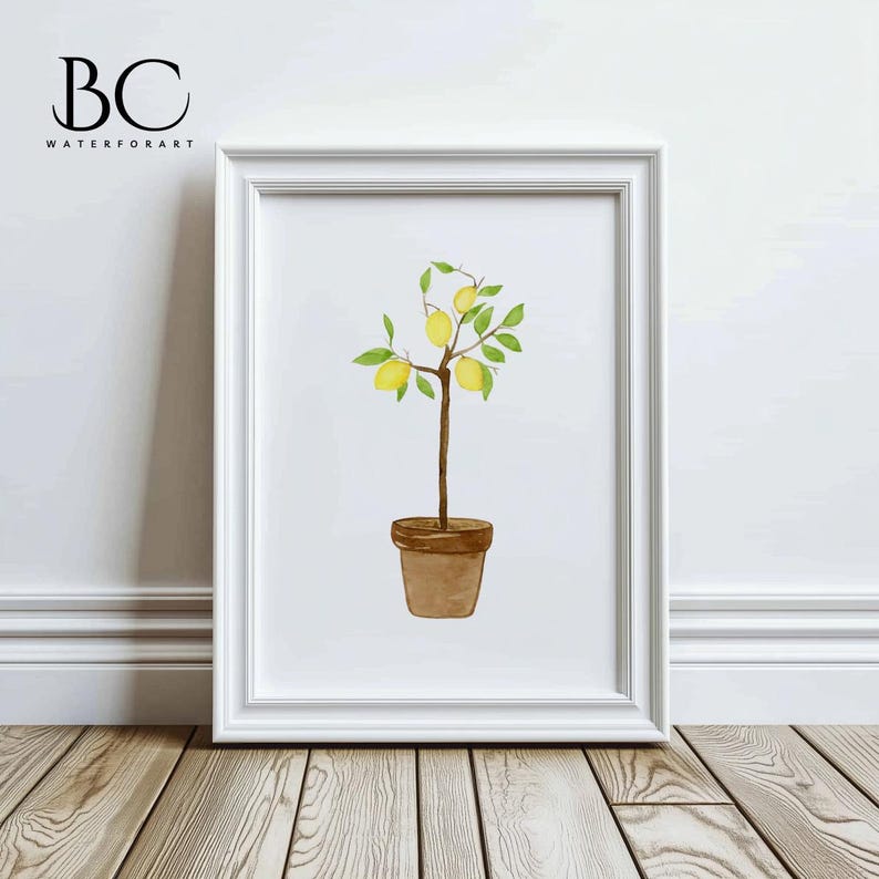 Watercolor Lemon Tree Print, Citrus Tree Painting, Lemon Tree Print, Citrus Lover Art, Kitchen Wall Art, Home Decor Wall Art, Lemon Lover image 1