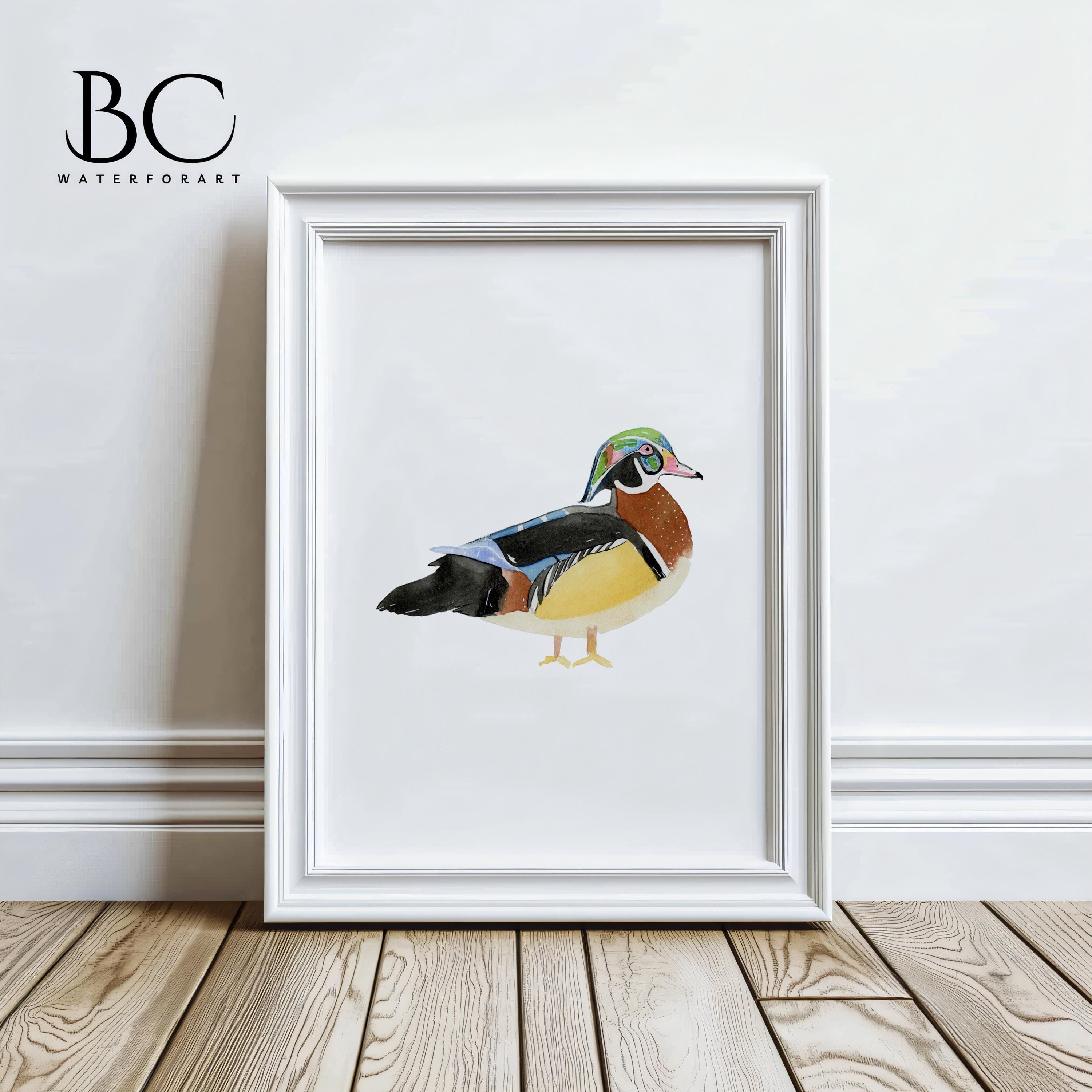 Wood Duck Wall Art Print, Wood Duck Wall Decor, Watercolor Duck