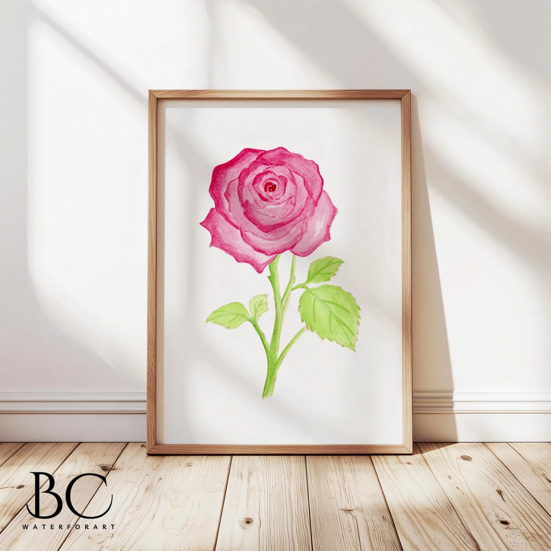 Pink Rose Watercolor Art Print: New York State Flower Wall Decor - Etsy