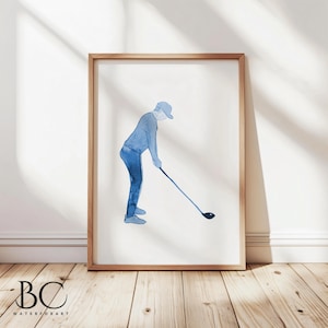 Watercolor Golf Player Print, Watercolor Golfer Poster, Golf Art, Golf Gift, Golf wall decor, Fathers Day gift, Golf Sport art