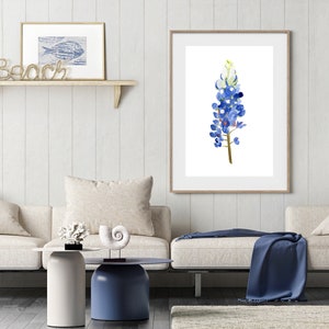 Watercolor Bluebonnet Painting Art Print, Texas Hill Country Wildflower Home Wall Decor, Country Living, Farmhouse, Gift for Flower Lovers image 4