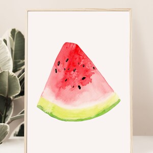 Watercolor Watermelon print, Watermelon Print, Fruit Art Print, Kitchen Wall Art, Kitchen Decor, Watercolor Food Print, Watermelon Decor image 4