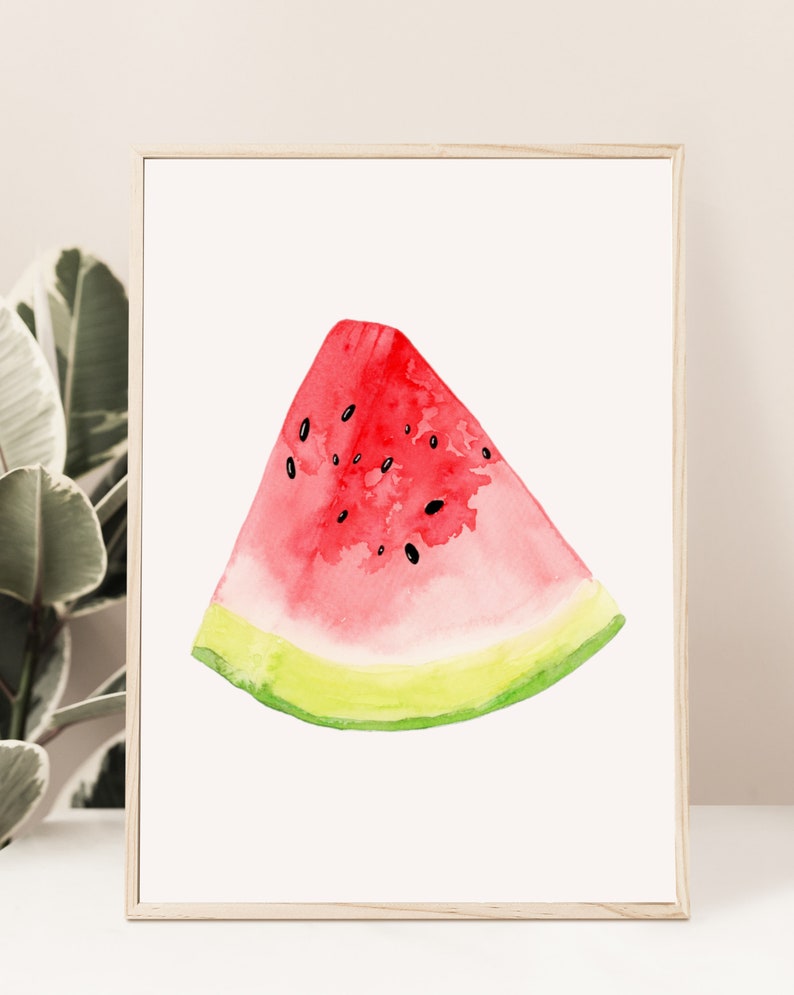 Watercolor Watermelon print, Watermelon Print, Fruit Art Print, Kitchen Wall Art, Kitchen Decor, Watercolor Food Print, Watermelon Decor image 4