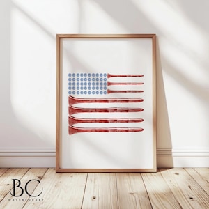Watercolor Golf Tee Art Print, Framed American flag made from Golf Tee and Ball Painting, Golf Gift, Boys Golf room decor.