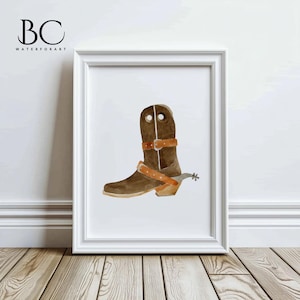 Watercolor Cowboy Boot Art Print, Western Print, Western Cowboy boot Wall Art, Texas Art, Farmhouse Decor, Country Home Decor
