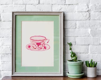 Watercolor Coffee Print, Coffee Poster, Kitchen Art Print, Coffee Lover Gift, Coffee Wall Decor, home office wall art, Watercolor Coffee Cup