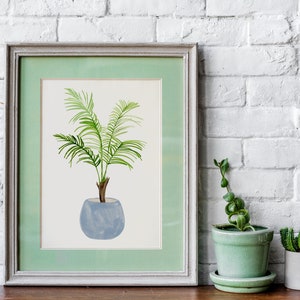 Watercolor Fan Palm Plant Art Print, botanical print, fashion wall art, tropical decor, Vase Tropical Leaves Print, Palm Leaf Print image 3