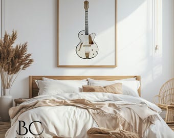 Stampa artistica acquerello di chitarra vintage: arredamento western