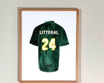 Watercolor Blue Baseball Jersey Print, Sport Art Prints