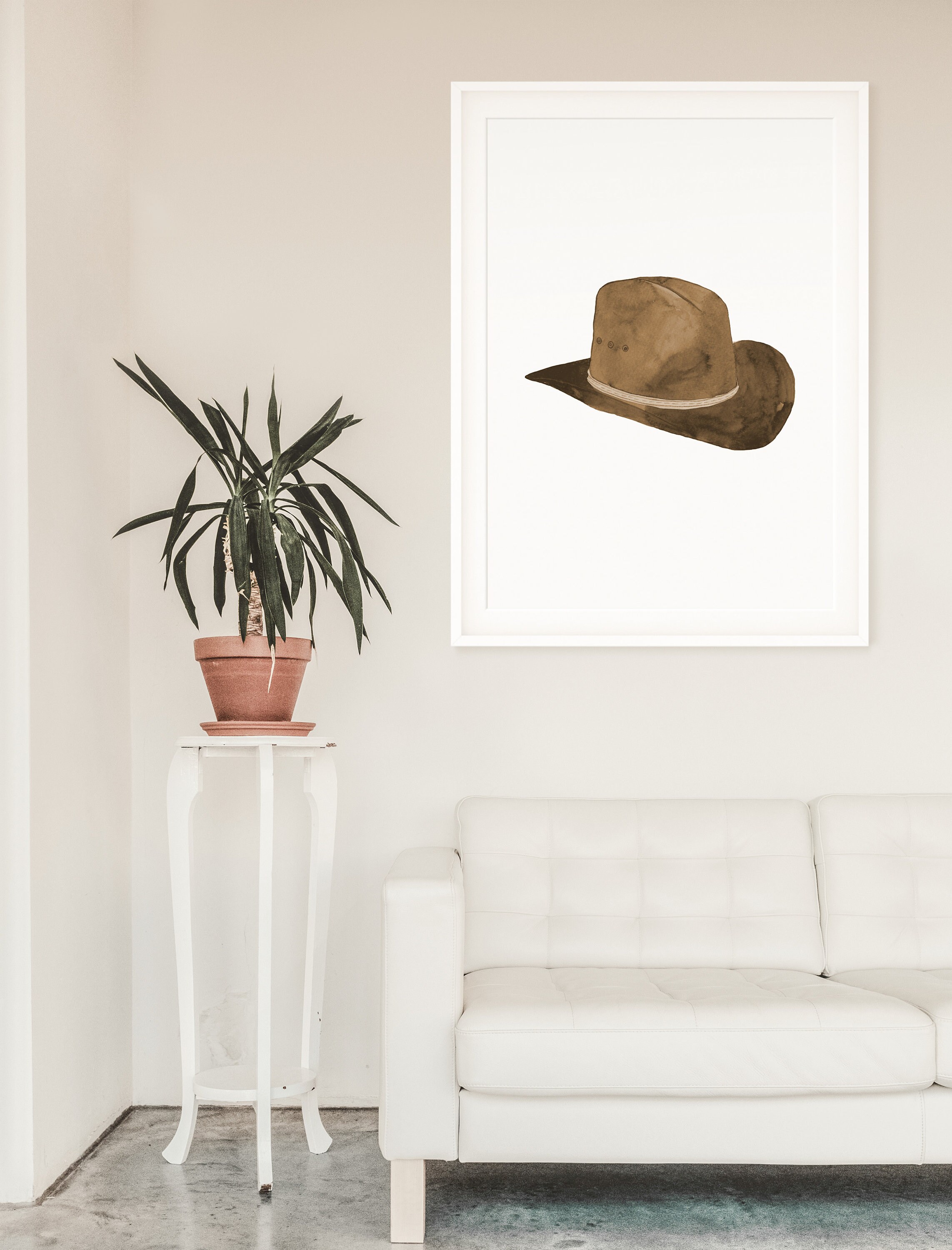 Watercolor Brown Cowboy Hat Art Print Western Cowboy Hat Wall - Etsy