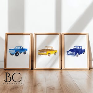 Vintage Truck Watercolor Prints: Transportation Nursery Decor, Set of 3