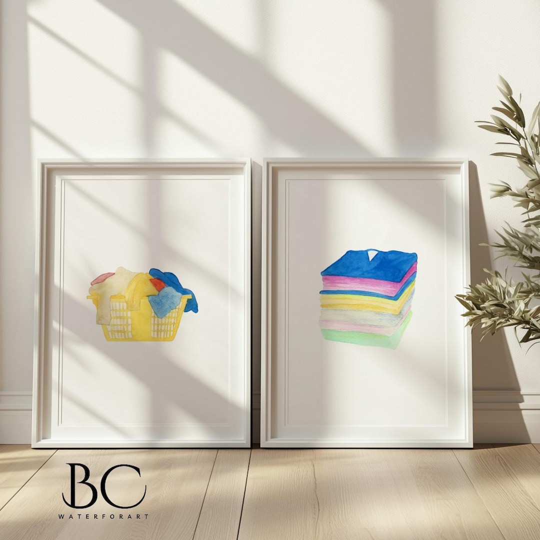 Watercolor Laundry Room Art Print, Laundry Basket Art, Perfect Laundry ...