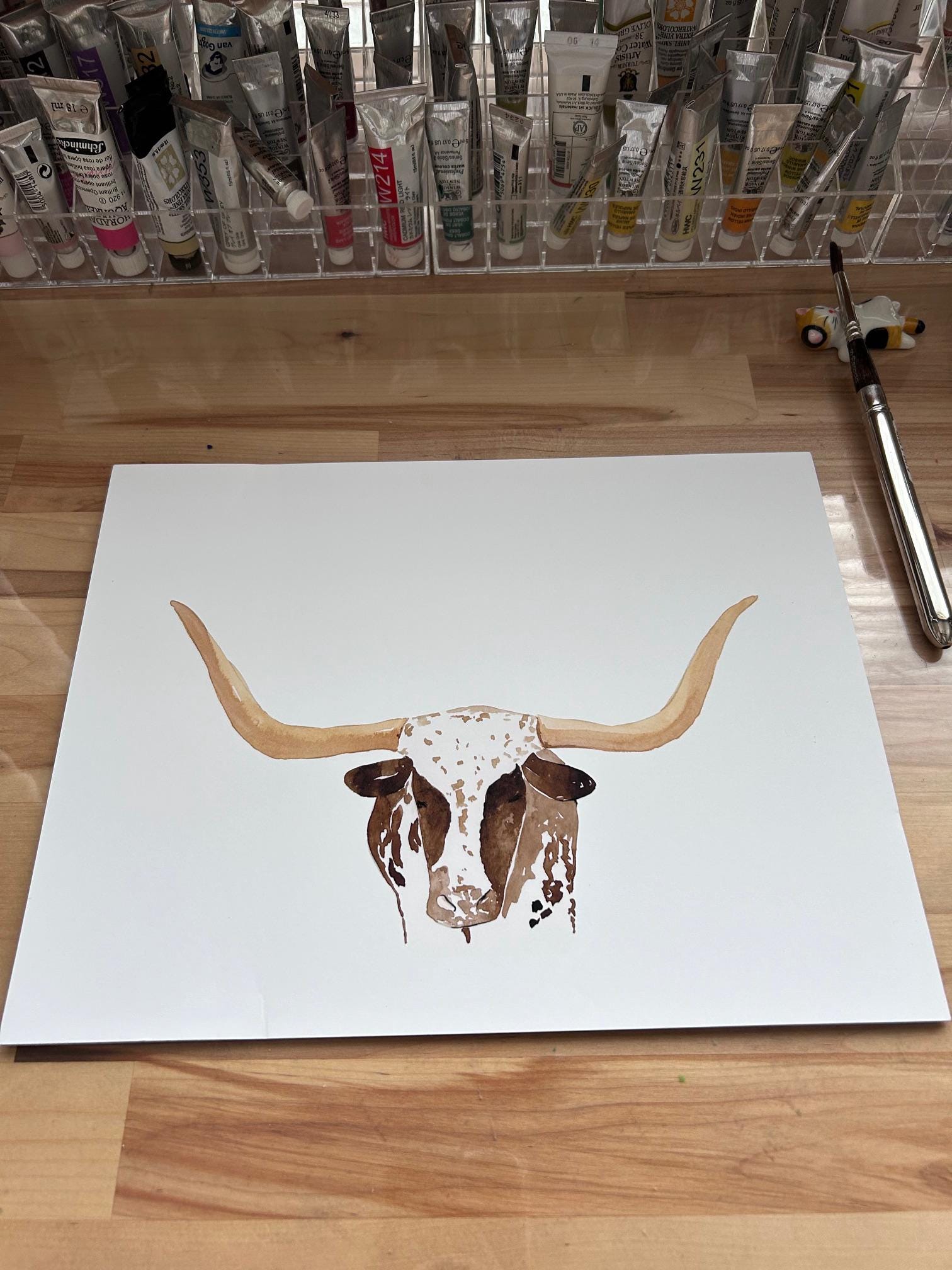 Watercolor Texas Longhorn Cow Print, Cowboy Art Print, Western Print ...