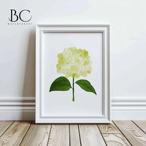 Watercolor Green Hydrangea Print, Hydrangea Floral Watercolor Print, Green Hydrangea Print, Watercolor Hydrangea Wall Art,Hydrangea Painting