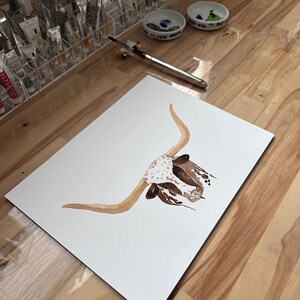 Watercolor Texas Longhorn Cow Print, Cowboy Art Print, Western Print ...
