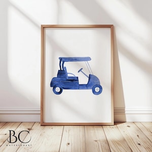 Gepersonaliseerde golfprint, aquarel kinderkamer golfkar kunst aan de muur, golfkar print, golfbaan aquarelschilderijen, golfkunst, golfcadeau