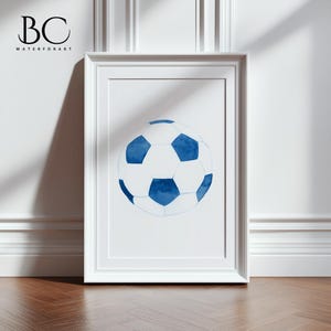 Personalized watercolor soccer ball art print, sports decor for nursery or kids room, Soccer lover, baby or birthday gift, Soccer art
