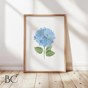 Watercolor Blue Hydrangea Print, Hydrangea Floral Watercolor Print, Blue Hydrangea Print, Watercolor Hydrangea Wall Art, Hydrangea Painting