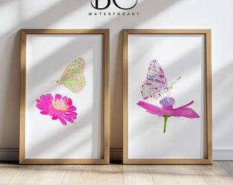 Conjunto de impresiones de mariposas en acuarela: Arte de pared para guardería