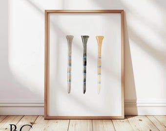 Watercolor Golf Tees Print, Watercolor Golf Poster, Golf Art, Golf Gift, Golf wall decor, Fathers Day gift, Golf Sport art, Golf Lover Gift