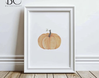 Impressão de arte de abóbora em aquarela: decoração de outono, decoração de Halloween