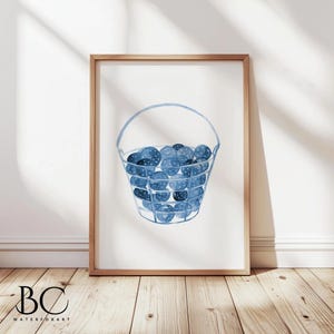 Watercolor Golf Ball Basket Art Print, Golf Nursery Art, Watercolor Blue Golf Print, Golf Wall Decor, Golf Gift