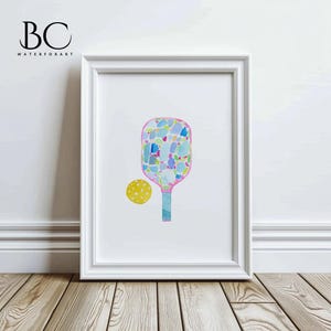 Watercolor Pickleball Paddle Art print, Pickleball Paddle Wall Decor, Pickelball Room Decor, Pickleball Lovers Gift, Pickelball Nursery