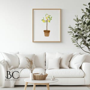 Watercolor Lemon Tree Print, Citrus Tree Painting, Lemon Tree Print, Citrus Lover Art, Kitchen Wall Art, Home Decor Wall Art, Lemon Lover image 2