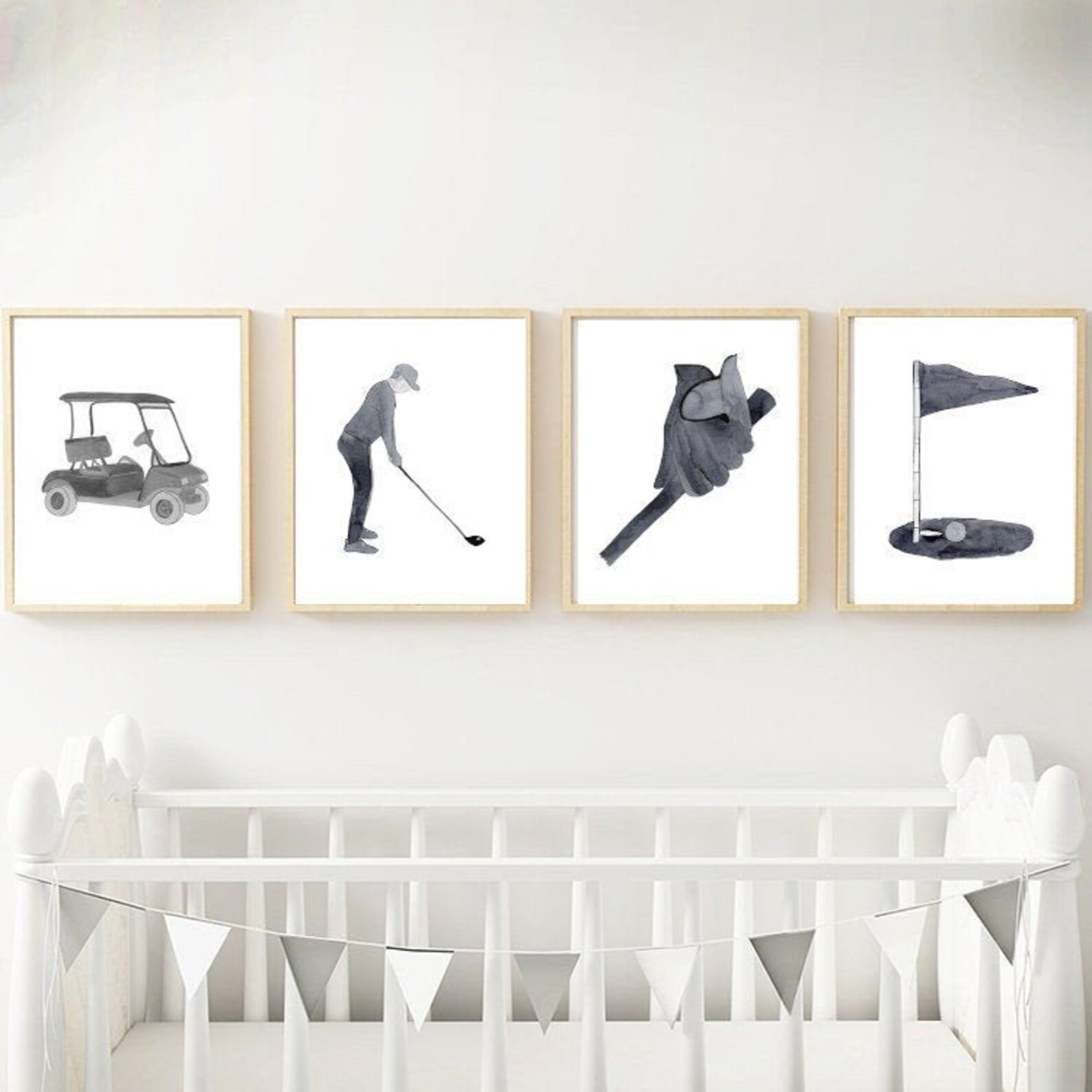 Set of 4 Watercolor Golf Nursery Wall Art Golf Club Print Etsy