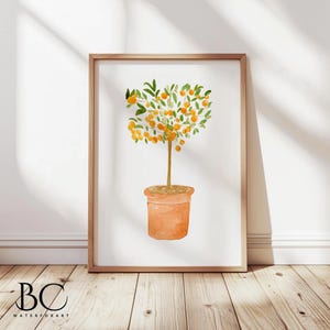 Watercolor Orange Tree Art Print, Citrus Tree Painting, Citrus Lover Gift, Kitchen Wall Art, Home Decor Wall Art, Gallery Wall Art