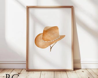 Cowboy Hat Art Print, Western wall decor, Texas Art, Boho Western Prints, Farmhouse Decor, Country Home Decor, Farm House Art, Western Gift