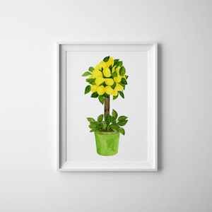 Lemon Tree Ginger Jar Art Print, watercolor green porcelain lemon wall art decor, Citrus Tree wall art, lemon wall art, lemon Kitchen Prints image 7