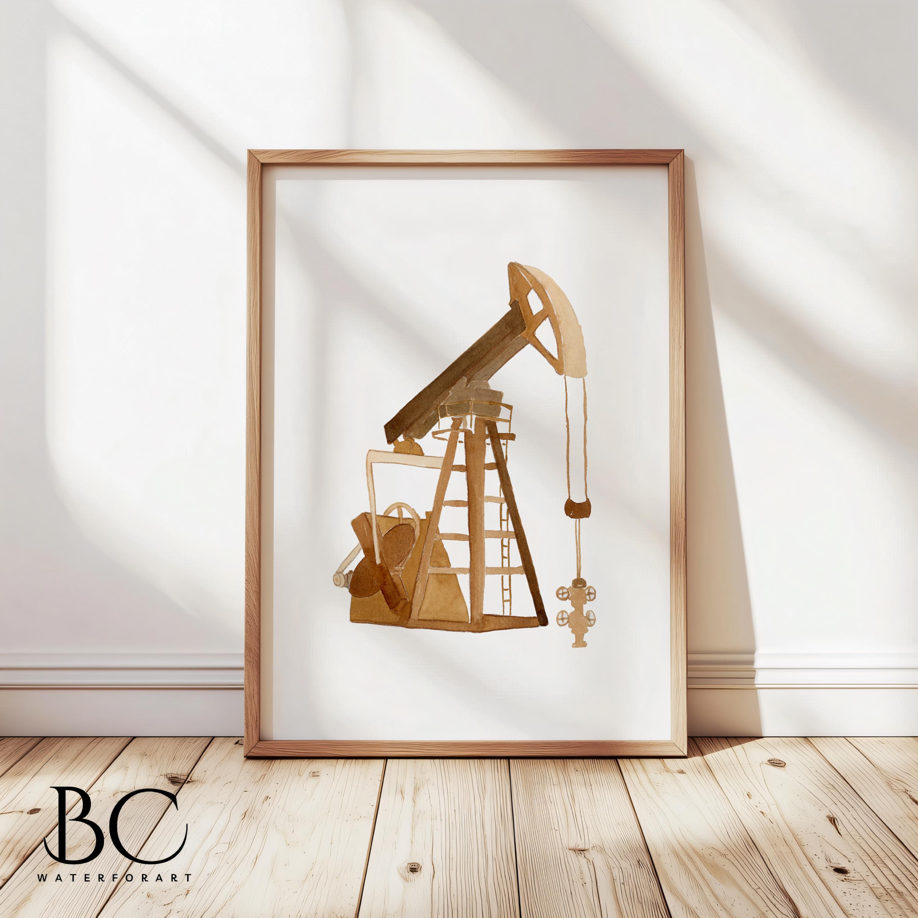 ヴィンテージの額絵　刺繍画　MIRI OIL PUMPJUCK 1997 il_fullxfull.7411114086_ehzi.jpg